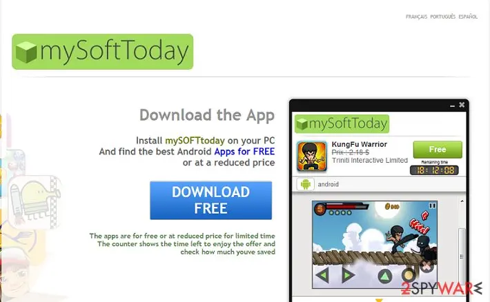 Screenshot of MySoftToday: ads by