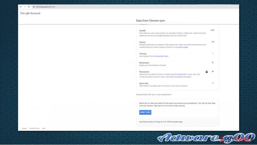 Adware.g00: adware g00 safe search hijack reset chrome sync