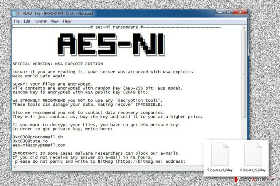 .Aes_ni_0day file extension virus: aes ni 0day