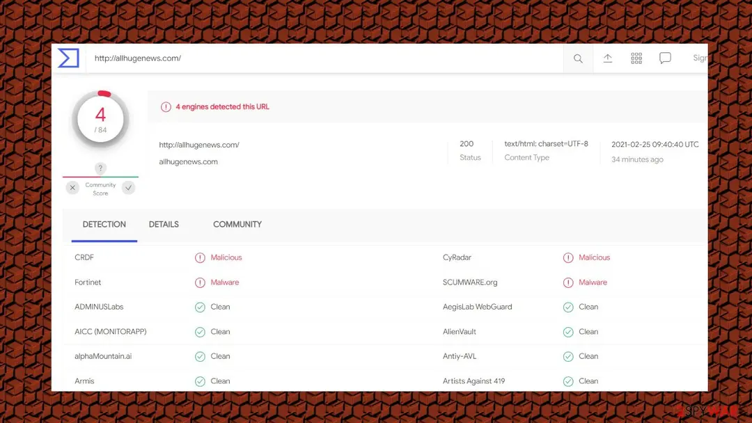 Screenshot of AllHugeNews: distribution