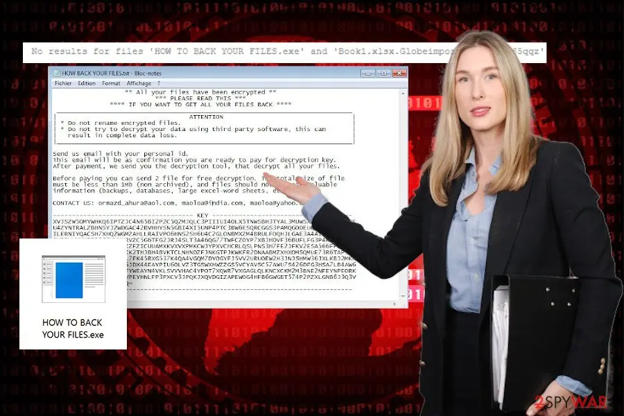 Screenshot of Alpha865qqz ransomware: virus