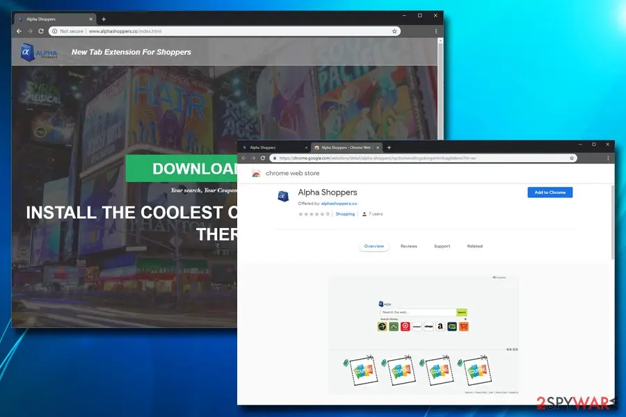 Alpha Shoppers: alphashoppers adware displays unwanted coupons ads