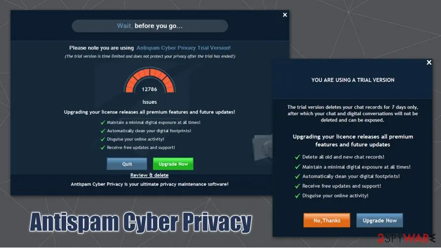 Antispam Cyber Privacy: asks to buy full version