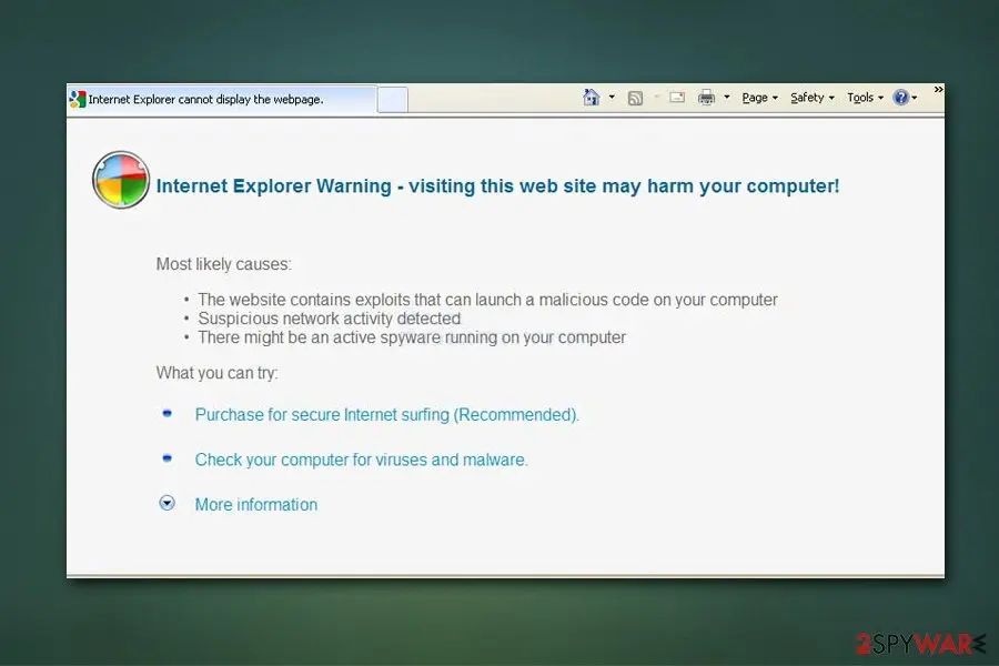 Antivirus Scan: fake internet explorer notifications