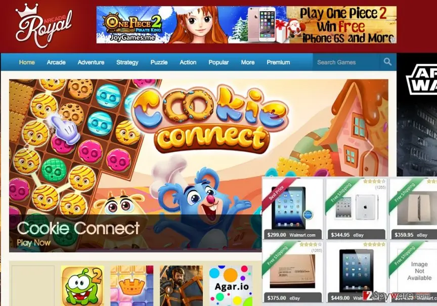 Arcade Royal ads: arcade royal page with ads