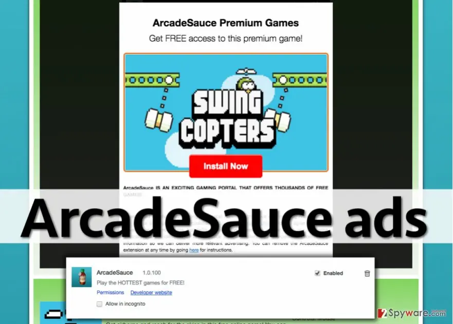 Screenshot of ArcadeSauce ads: screenshot