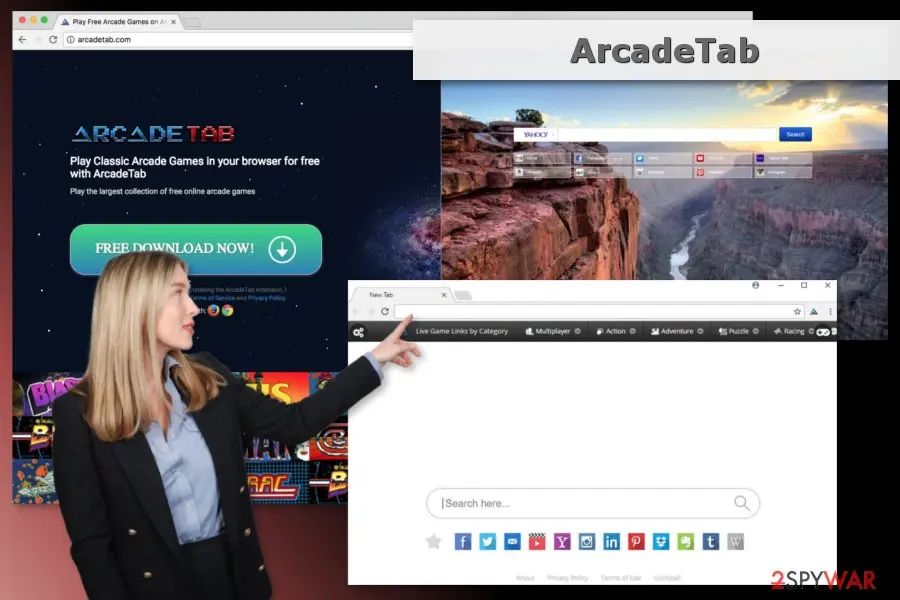 Screenshot of ArcadeTab: adware