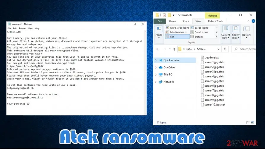 Atek ransomware: malware encrypted files
