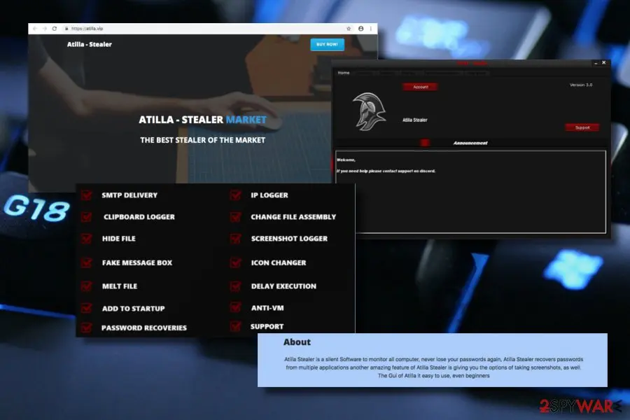 Screenshot of Atilla stealer: threat