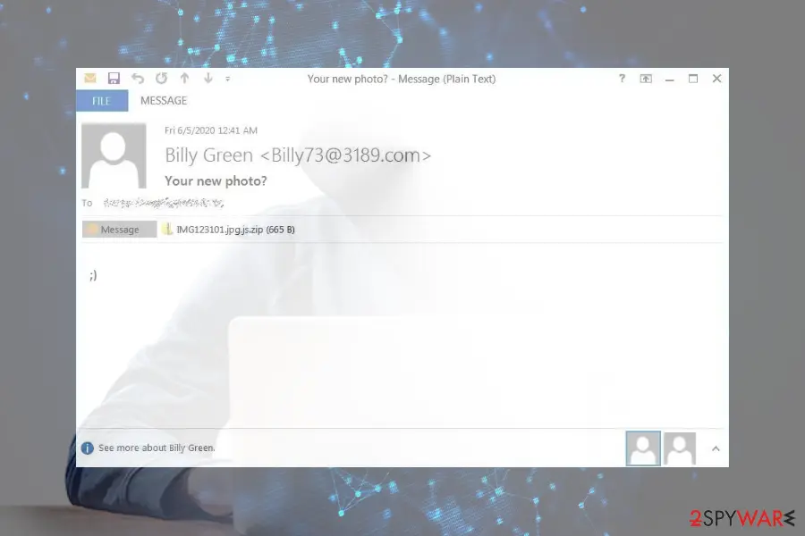 Screenshot of Avaddon ransomware: spam