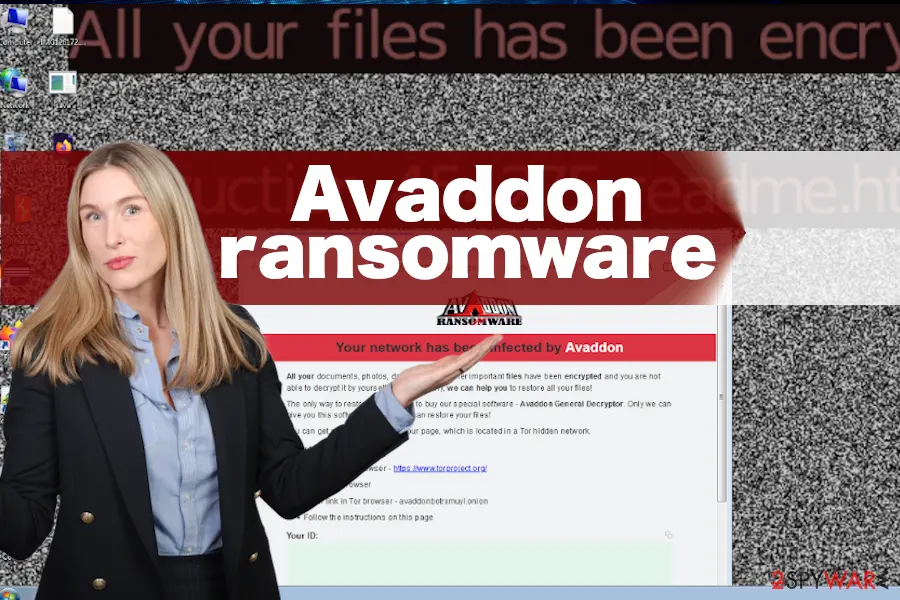 Screenshot of Avaddon ransomware: virus
