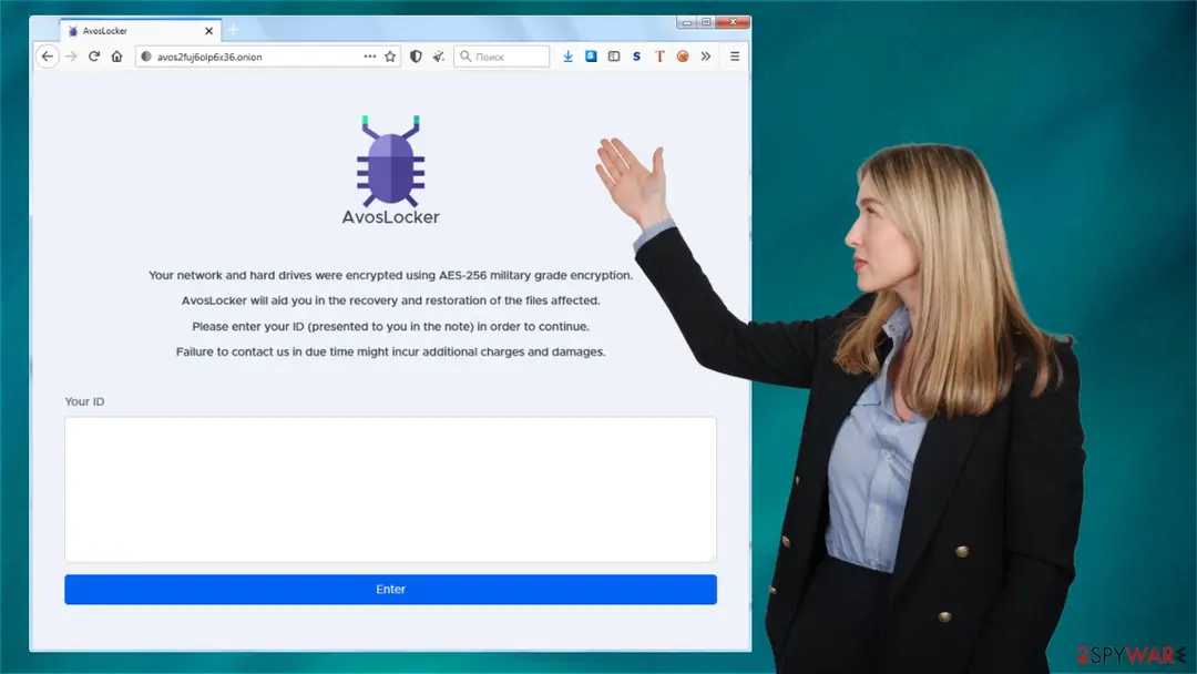 AvosLocker ransomware: avoslocker ransom page en