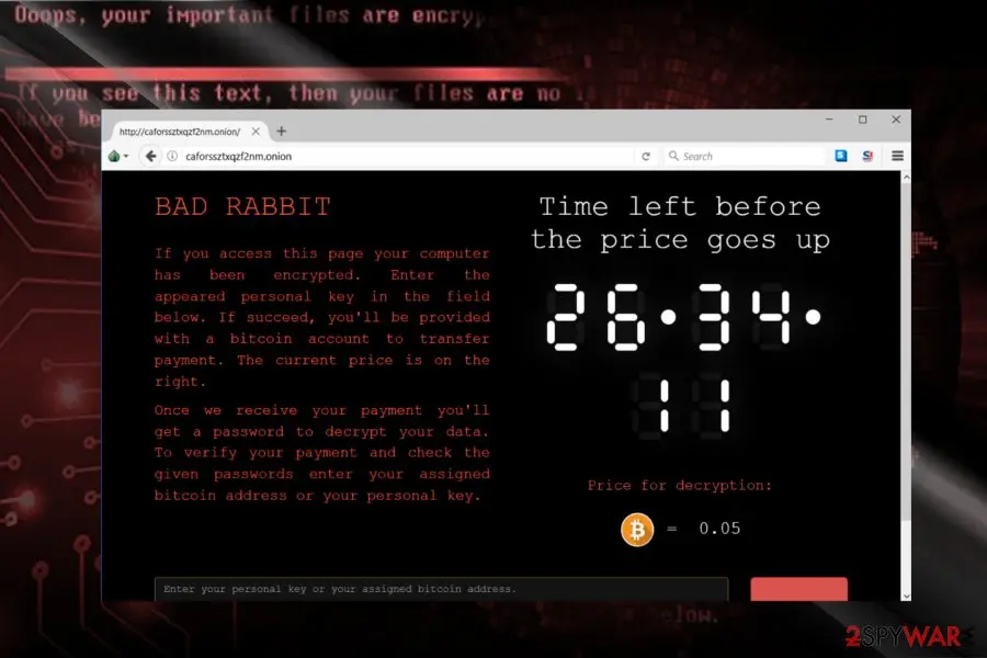 Screenshot of Bad Rabbit: ransomware