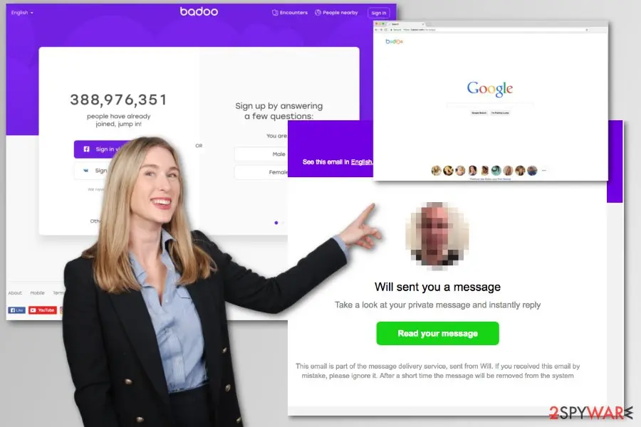 Screenshot of Badoo virus: example