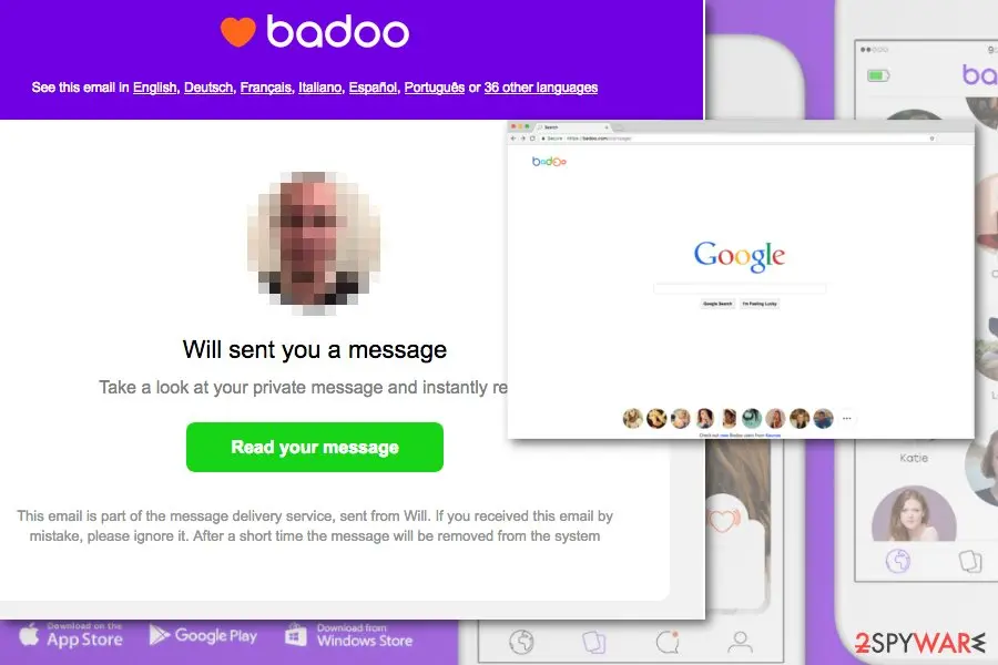Screenshot of Badoo virus: screenshot