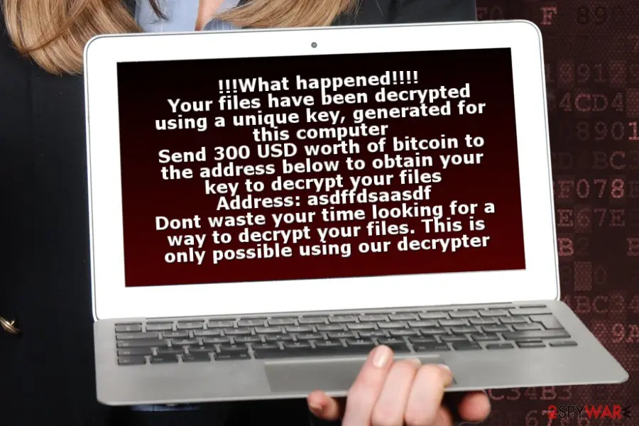 Screenshot of BananaCrypt ransomware: virus