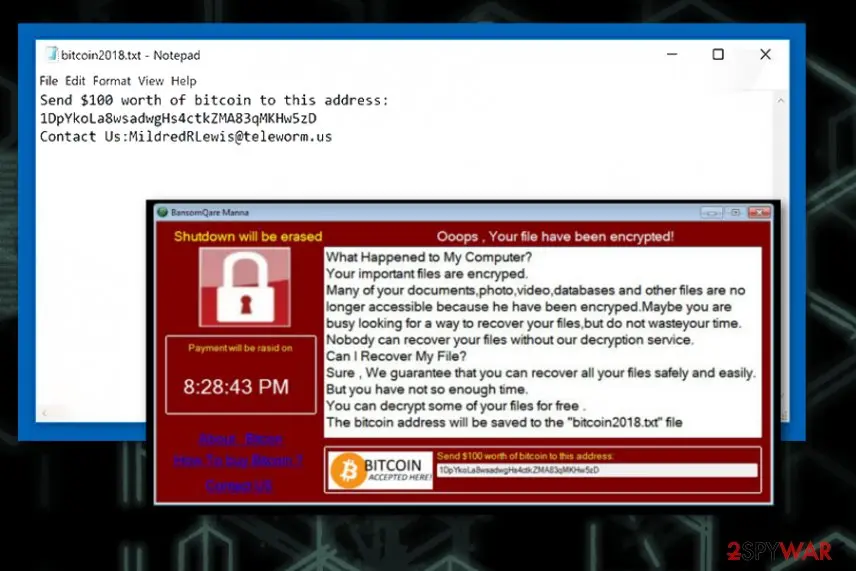 Screenshot of BansomQare Manna: ransomware