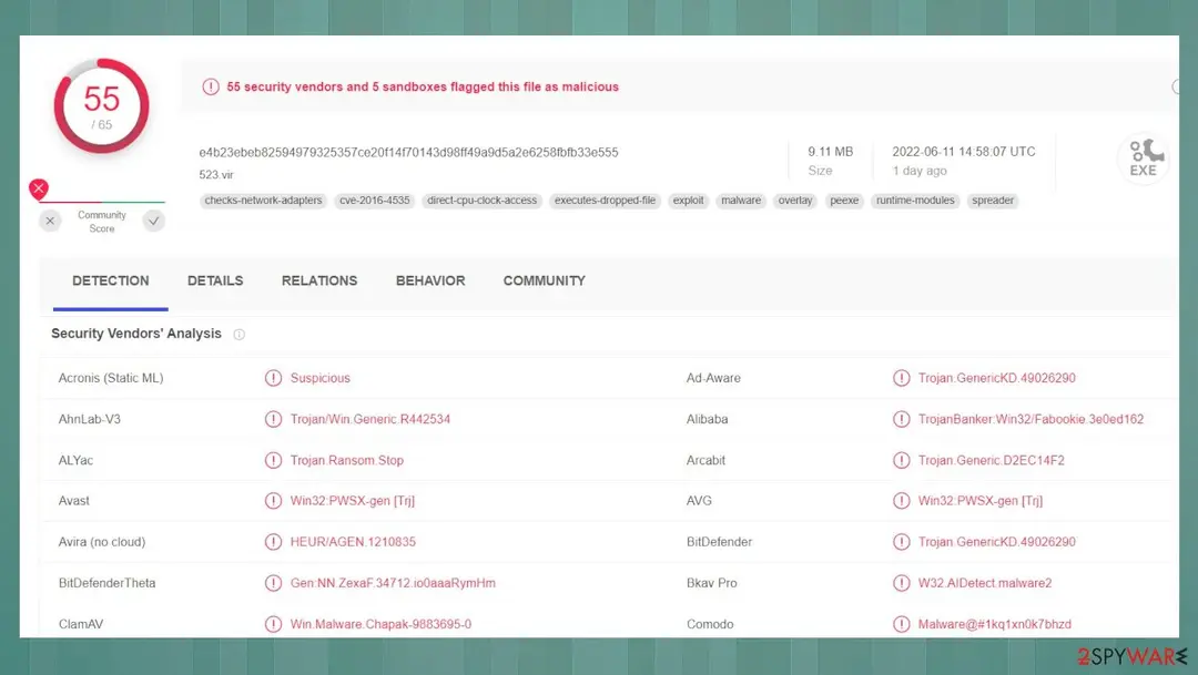 Screenshot of Bbii ransomware: virus