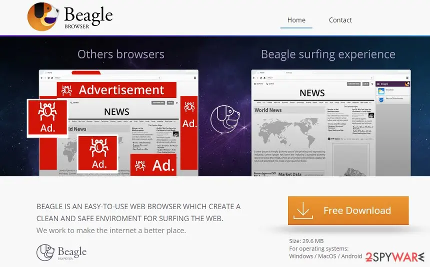 Screenshot of BeagleBrowser adware: beaglebrowser