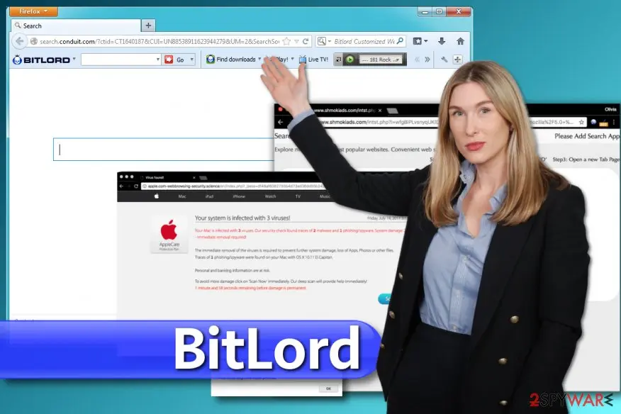 Bitlord: toolbar and examples of ads