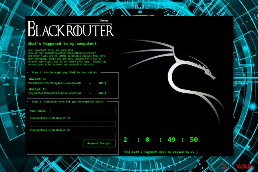 Screenshot of BlackRouter: virus