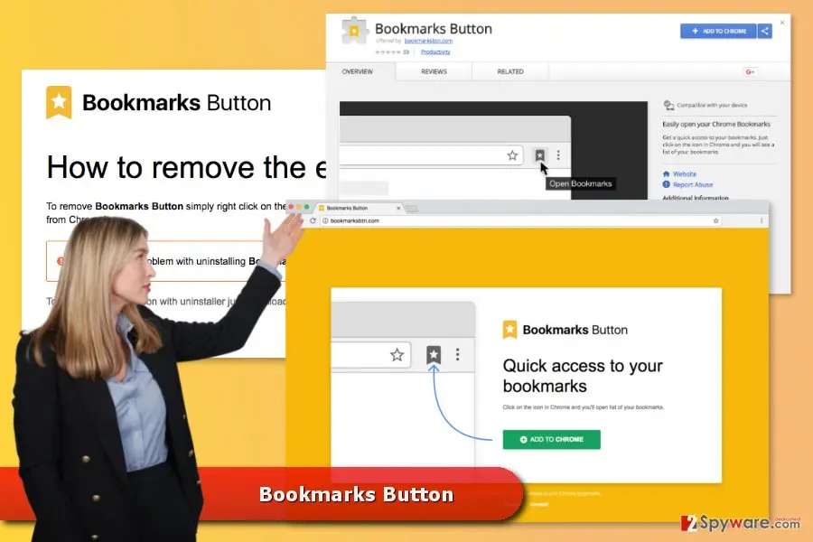 Bookmarks Button virus: screenshot