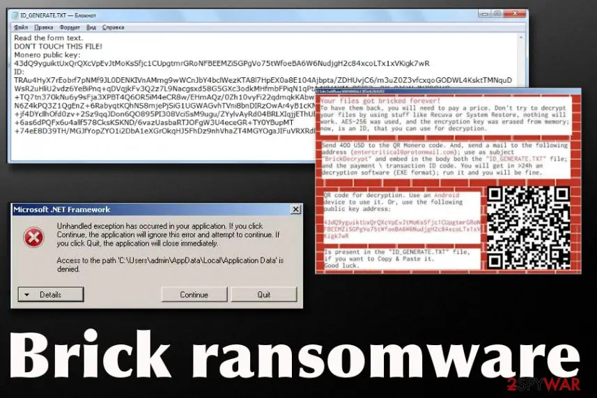 Screenshot of Brick ransomware: virus