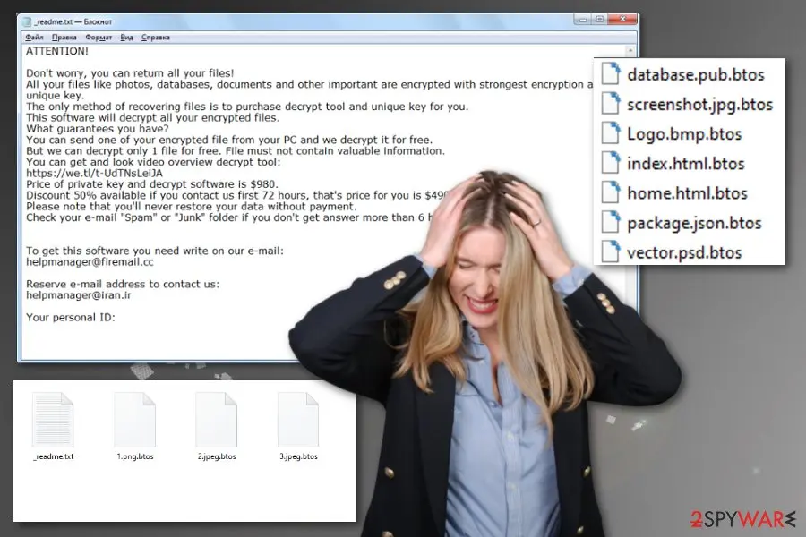 Screenshot of Btos ransomware: screenshot