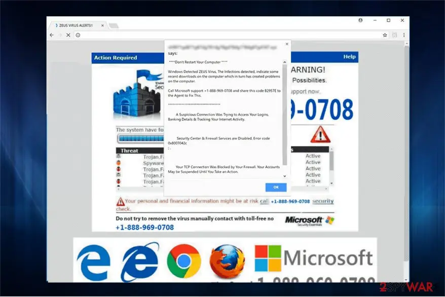 Call Microsoft Support: scam threatens with zeus virus