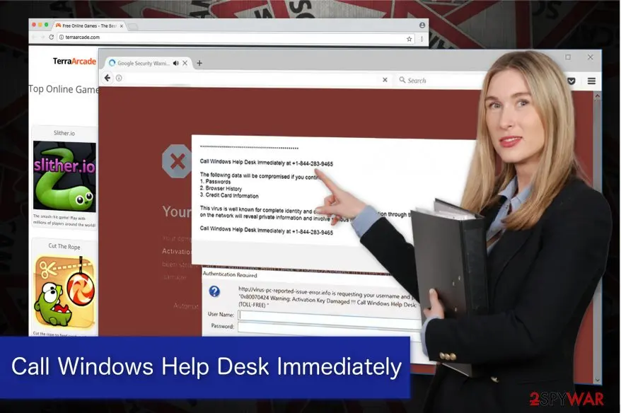 Call Windows Help Desk Immediately" virus: call windows help desk immediately virus is displayed as a pop up ad