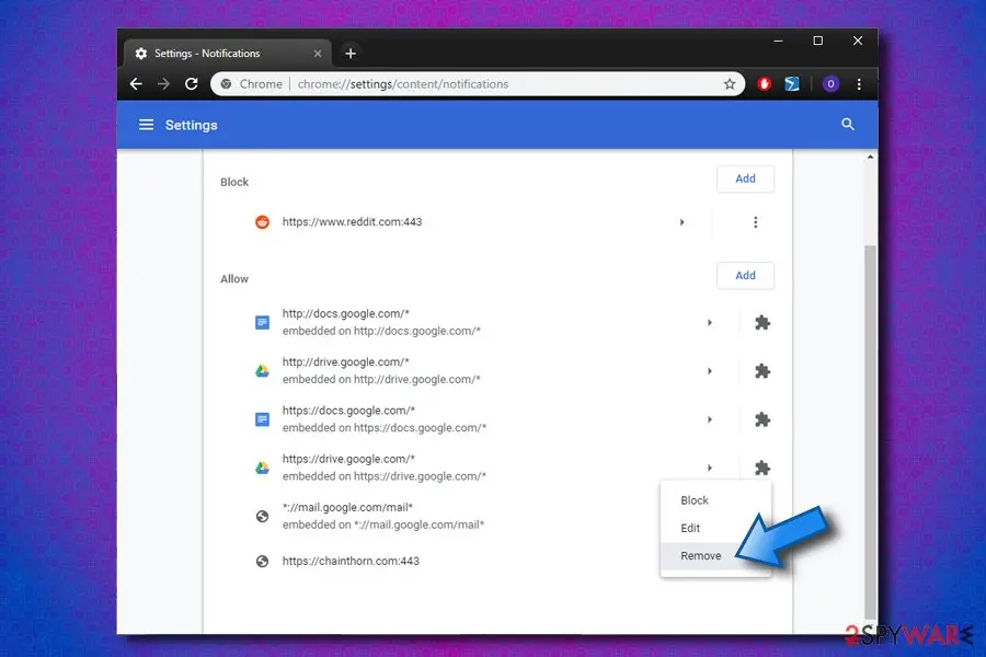 Chainthorn.com: chainthorn com stop notifications on chrome