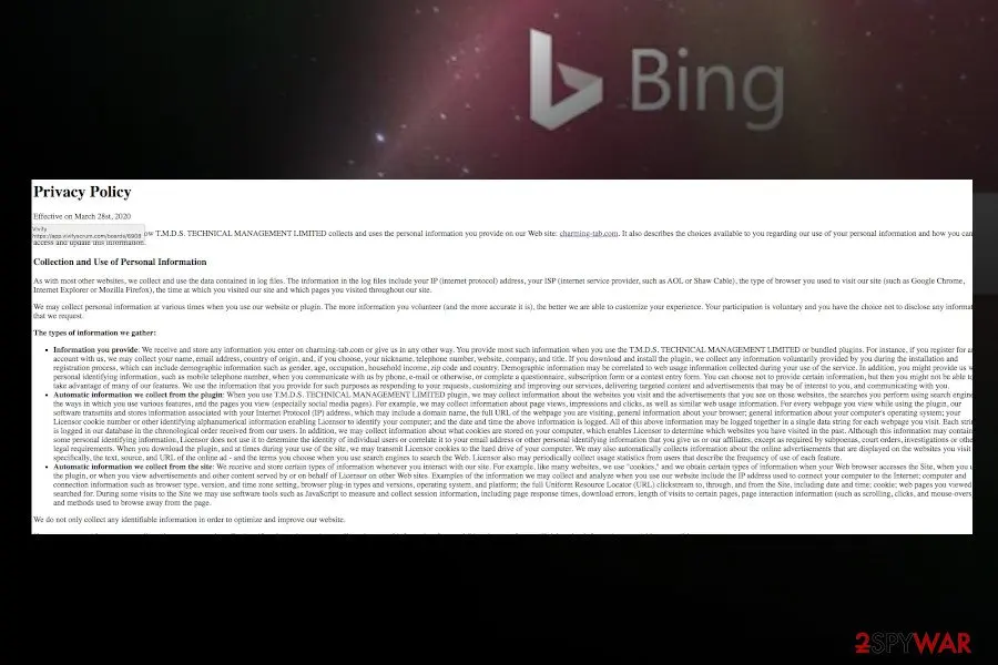 Charming Tab: privacy policy