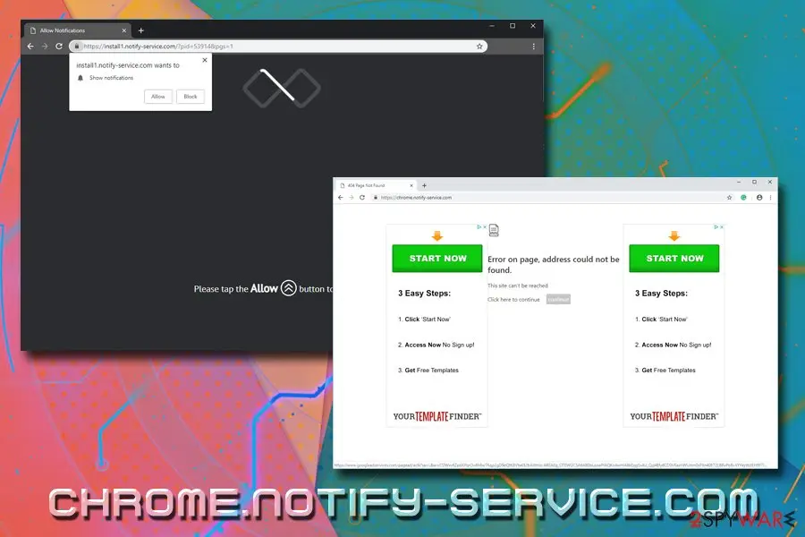 Chrome.notify: chrome notify service com push notification virus pop ups adware