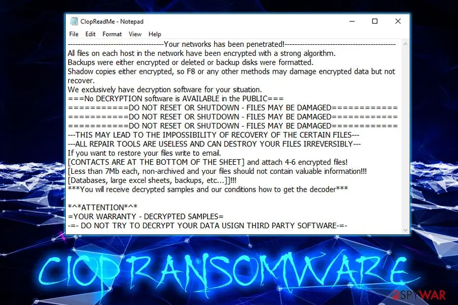 Ciop: ransomware file locking clop variant