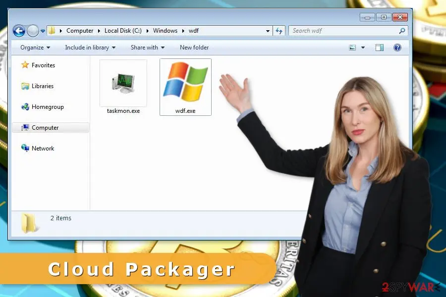 Cloud Packager virus: screenshot