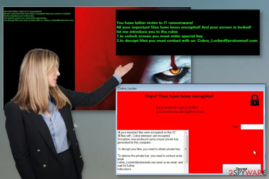 Screenshot of Cobra Locker: cryptovirus