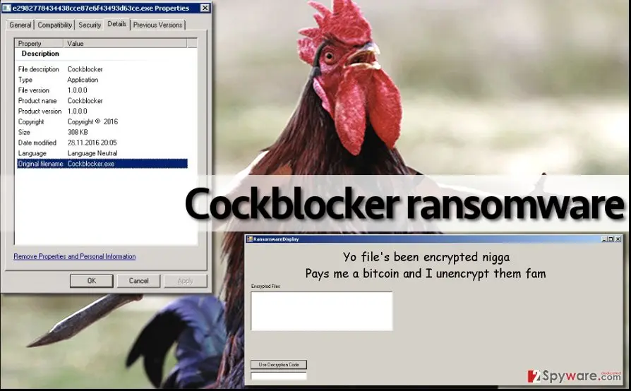 Cockblocker ransomware virus: screenshot