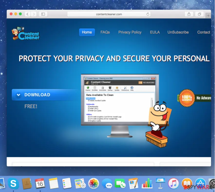 Screenshot of Content Cleaner: website