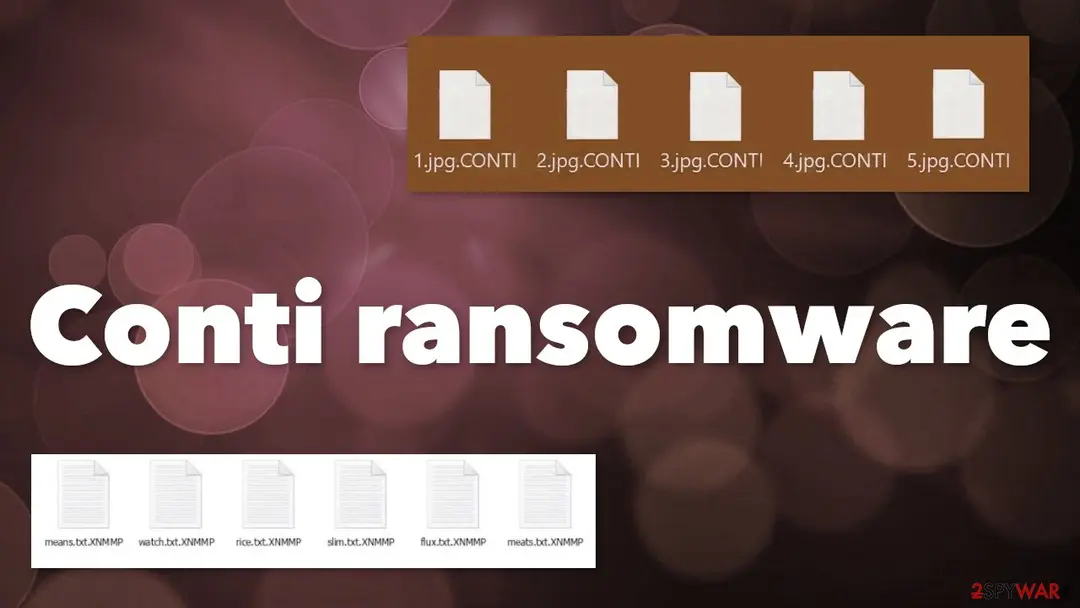 Screenshot of Conti ransomware: virus