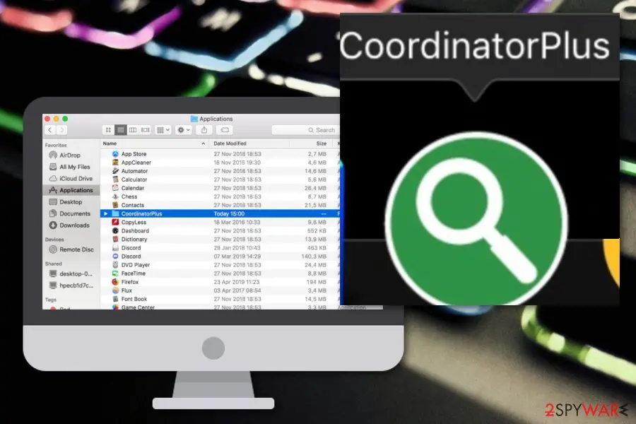 Screenshot of Coordinator Plus: adware