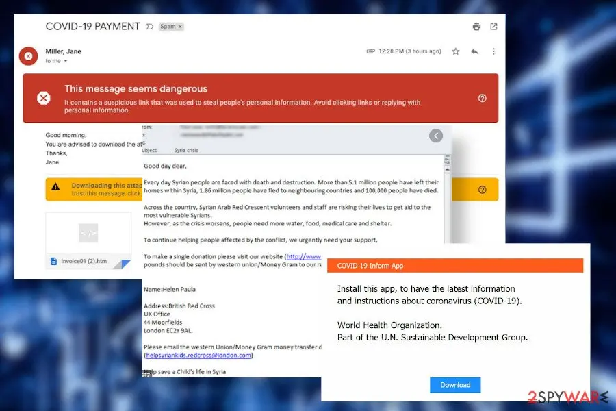 Screenshot of Cov19 ransomware: malspam