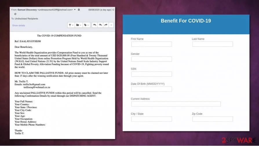 COVID-19 Pandemic email virus: covid 19 compensation fund scam
