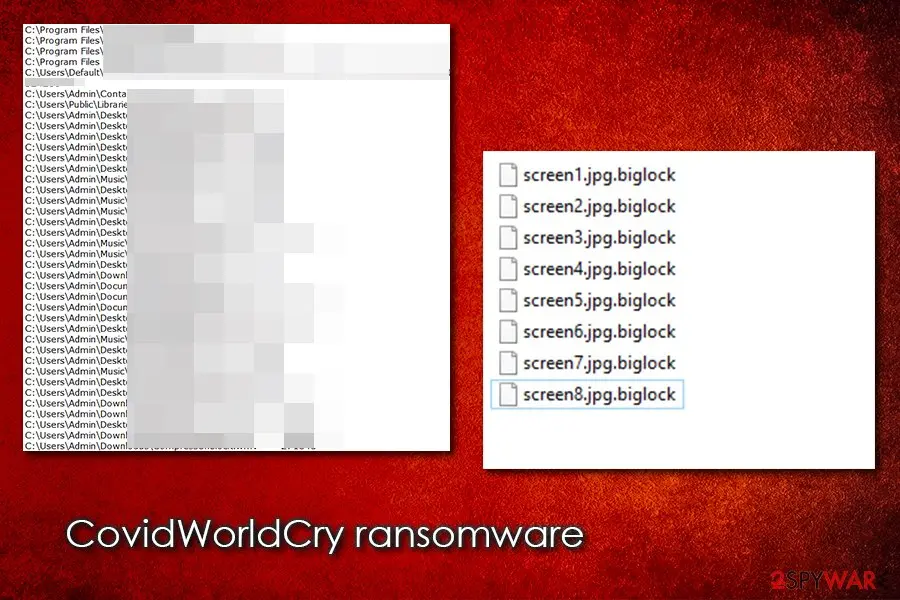 CovidWorldCry ransomware: corona lock biglock extensions