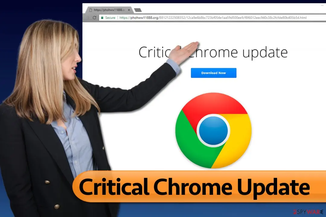 Critical Chrome Update scam: screenshot