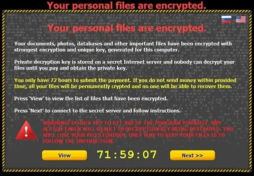 Screenshot of Critroni Ransomware: 1