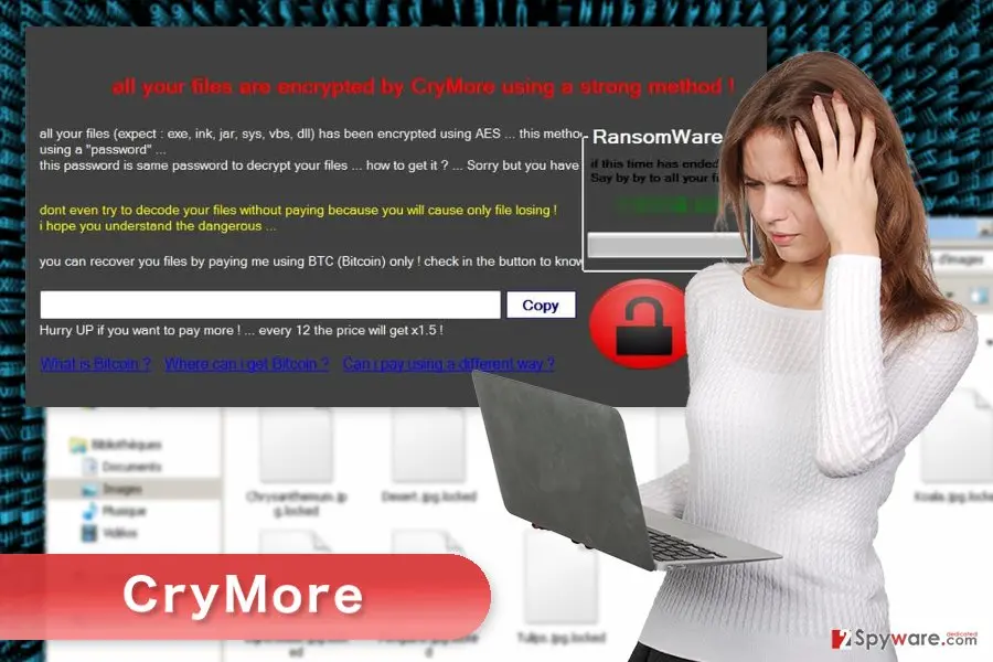 CryMore ransomware virus: screenshot