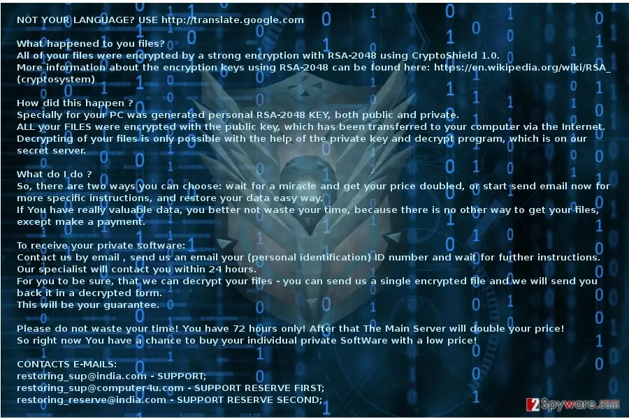 CryptoShield ransomware virus: crypto shield 1
