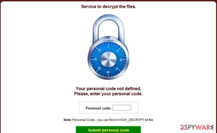Screenshot of CryptoDefense: virus