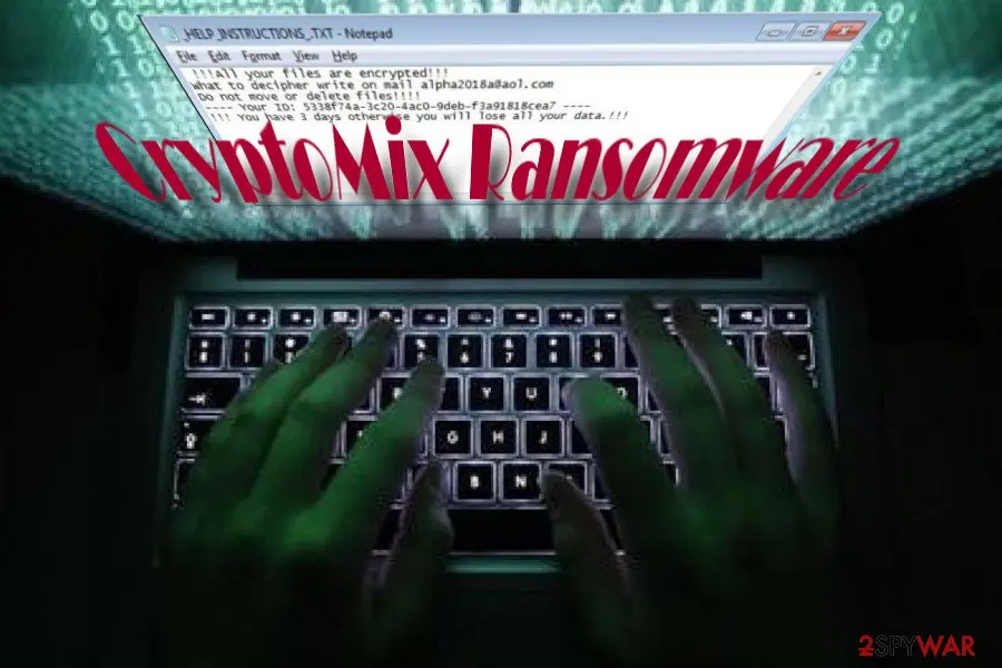 Screenshot of CryptoMix: ransomware example