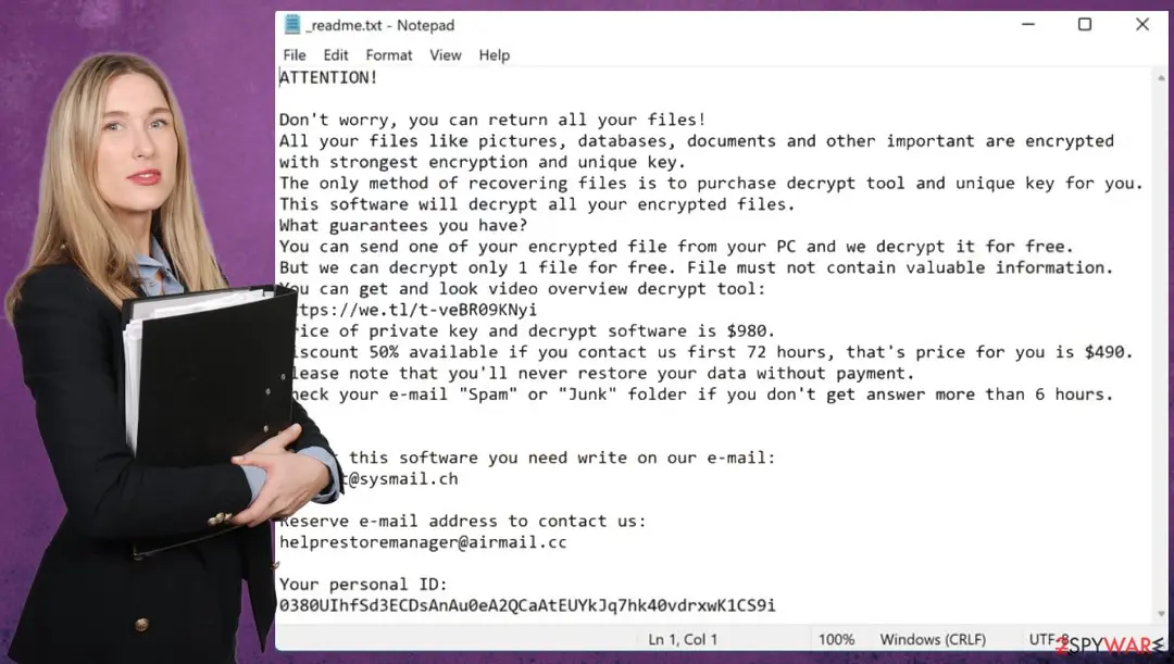 Screenshot of Cuag ransomware: screenshot